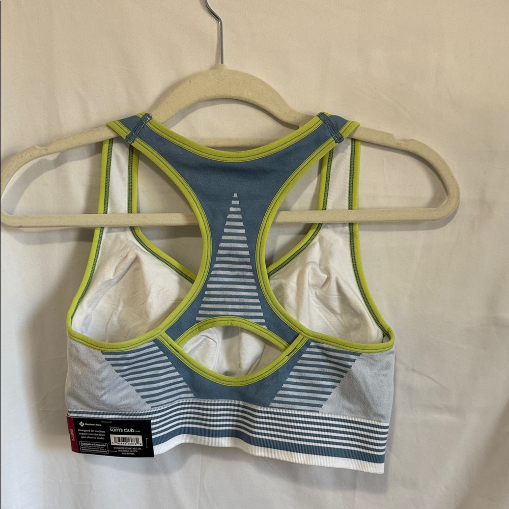 Blue and Green Women's Sports Bra - Picture 5 of 5